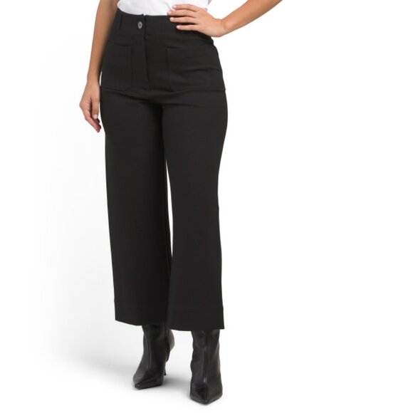 ELIE TAHARI NOIR High Waisted Ponte Pants With Cropped Wide Legs